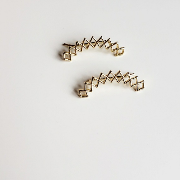 Geometric Diamond Climbers Earrings - Picture 5 of 8